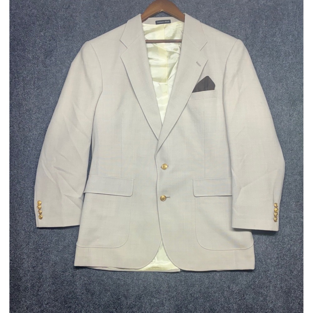 Signature Collection Blazer Mens 42L Tan Gold Crest Button Tailored Sport Coat